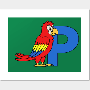 Letter P with Parrot Posters and Art